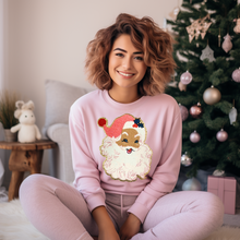 Load image into Gallery viewer, Cheetah Pink Santa Chenille Patch Sweatshirt PRE-ORDER