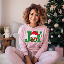 Load image into Gallery viewer, Joy Disco Santa Hat Chenille Patch Sweatshirt PRE-ORDER
