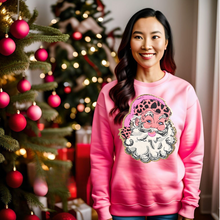Load image into Gallery viewer, Pink Santa Animal Print Chenille Patch Sweatshirt PRE-ORDER