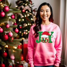 Load image into Gallery viewer, Joy Disco Santa Hat Chenille Patch Sweatshirt PRE-ORDER