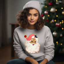 Load image into Gallery viewer, Cheetah Pink Santa Chenille Patch Sweatshirt PRE-ORDER