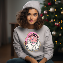 Load image into Gallery viewer, Pink Santa Animal Print Chenille Patch Sweatshirt PRE-ORDER