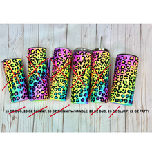 Load image into Gallery viewer, RTS {Neon Hand Glittered Leopard Print Tumblers}