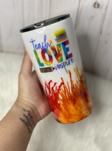 Load image into Gallery viewer, RTS {Teach Love Inspire Tie Dye Alcohol Ink} 20 oz Modern Curve Tumbler