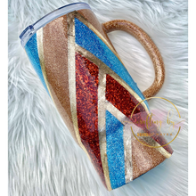 Load image into Gallery viewer, RTS {Falling Leaves Copper, Gold, Blue} 16 oz Travel Mug Tumbler