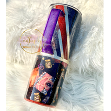Load image into Gallery viewer, RTS {HP Spell Book Purple, Orange, Black} 20 oz Skinny w/ HandleTumbler