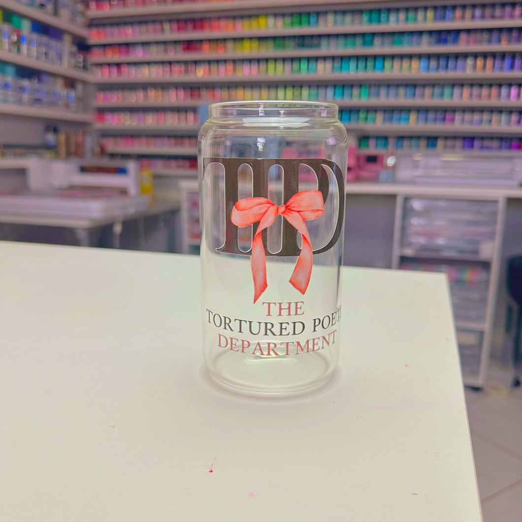 Taylor Swift Glass Cup The Tortured Poets Department