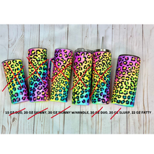 Load image into Gallery viewer, RTS {Neon Hand Glittered Leopard Print Tumblers}

